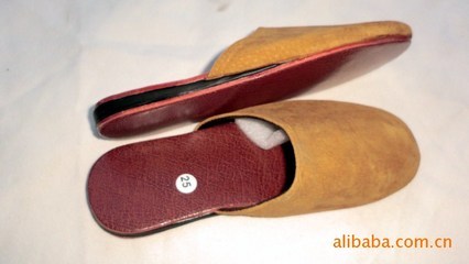 海寧翻毛皮牛皮底真皮拖鞋 廠家直供，品質之選